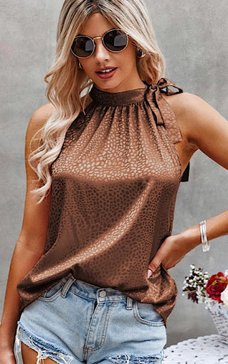 Hot Summer Nights Brown Halter Top