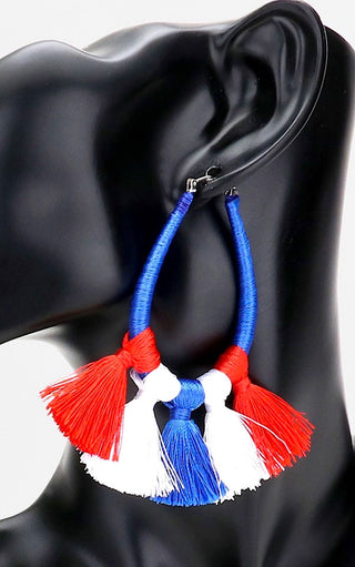 Sparkler Season Red, White And Blue Fringe Earrings