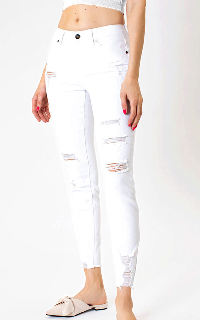Wishes Do Come True White Distressed Skinny Jeans, SIZE 3