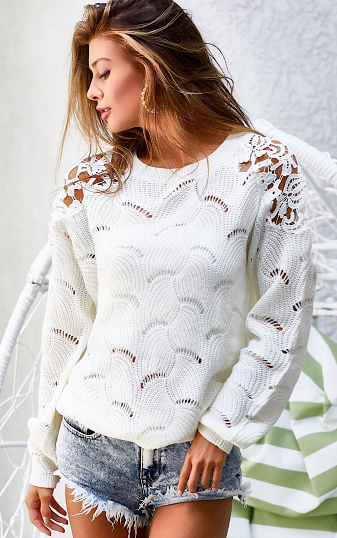Romance Is Alive Ivory Spring Sweater