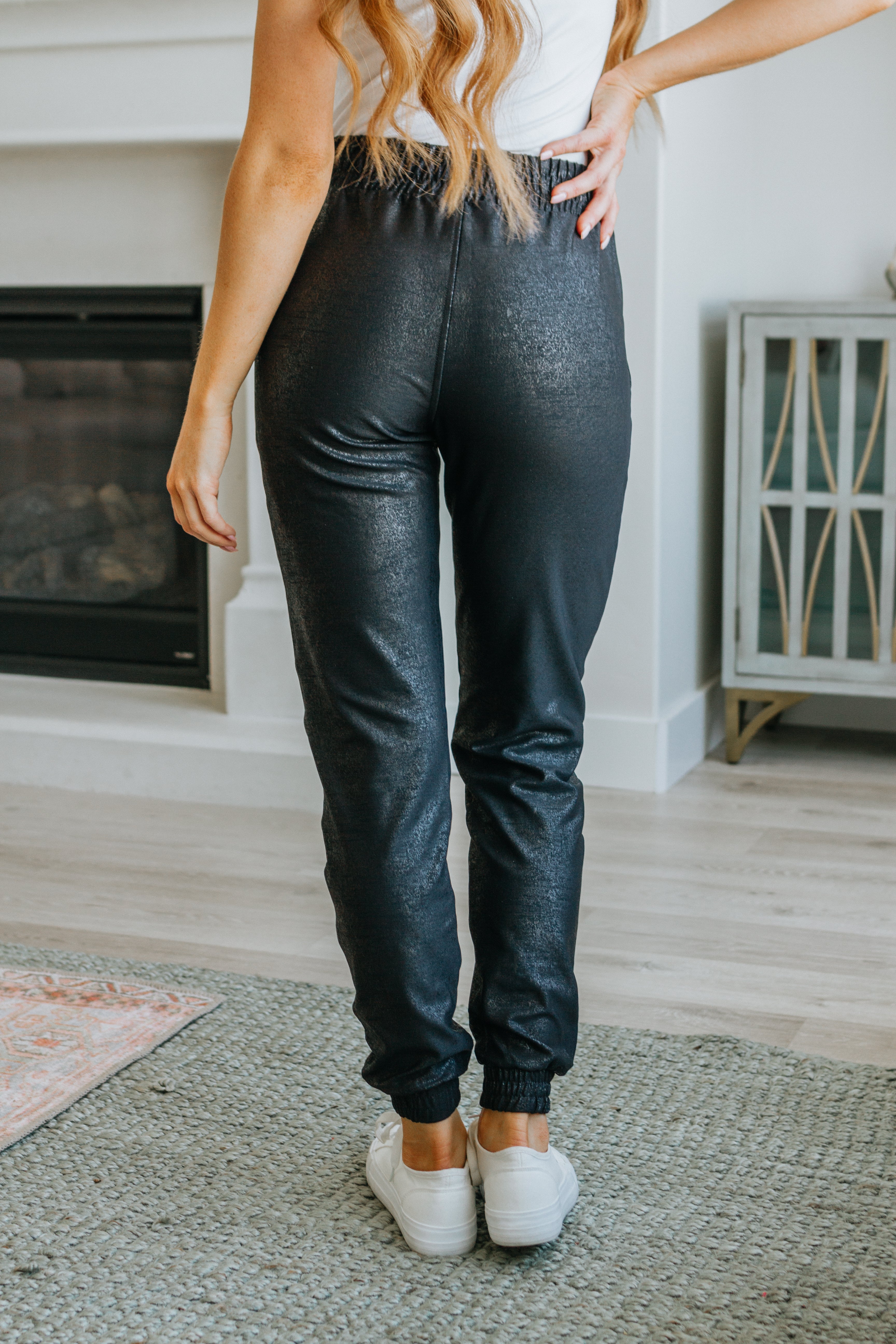 Center Stage Faux Leather Pebble Joggers, SM-3X
