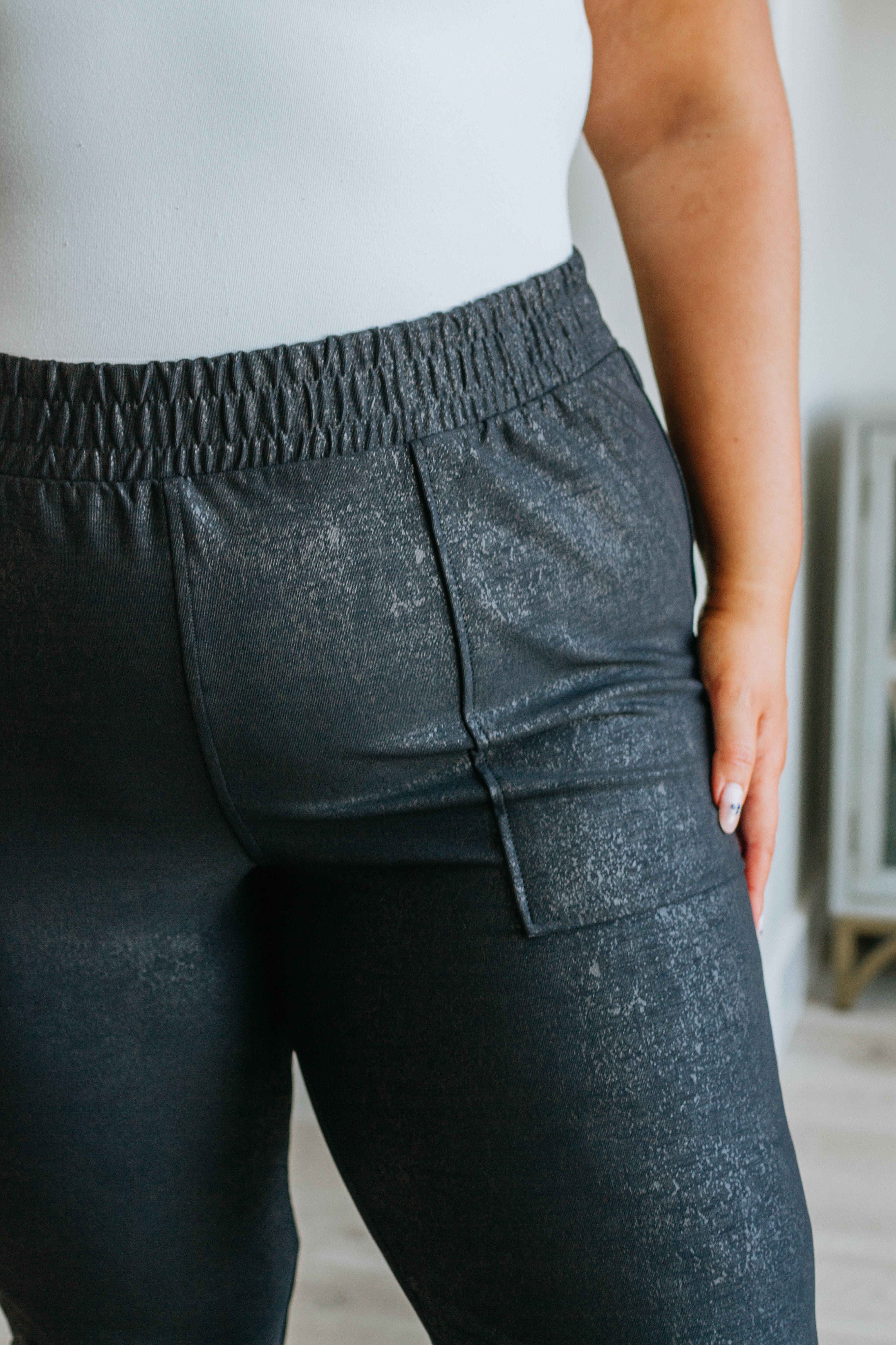 Center Stage Faux Leather Pebble Joggers, SM-3X