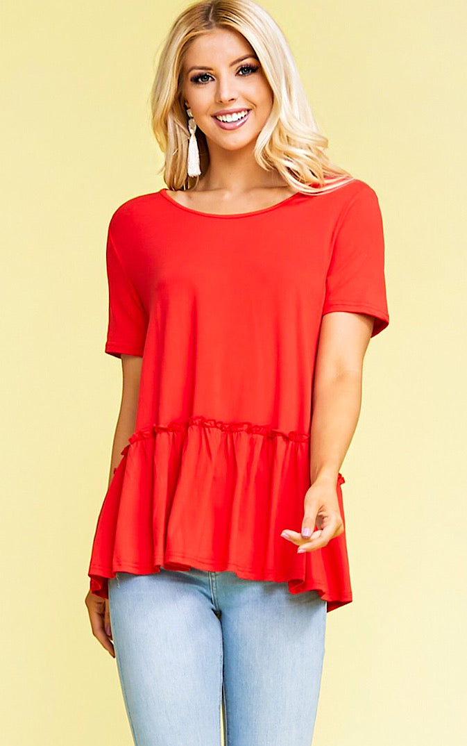 Ruffle Your Feathers Red Top, SMALL