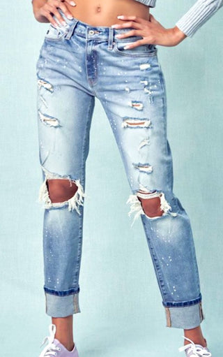 Let The Good Times Roll Distressed Boyfriend Jeans, Sizes 1 & 3