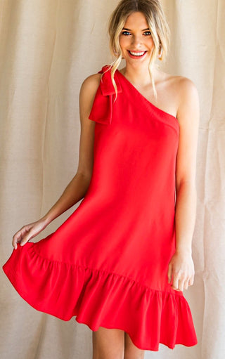 Beauty Queen Red One Shoulder Dress, RESTOCKED!