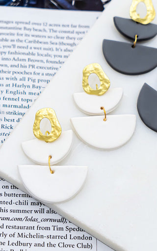 White Caps Clay Earrings