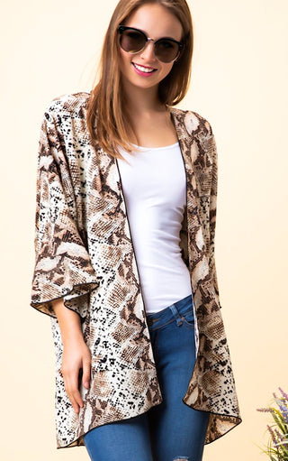 Nice To Meet You Snake Print Kimono, S-3X!!