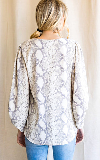 Oh So Charming Snake Print Top, SMALL LEFT! Runs large!