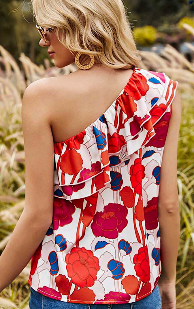 Ready For Romance Red One Shoulder Top