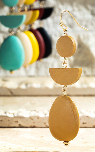 Fun In The Sun Yellow Wooden Earrings