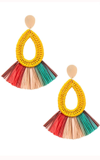 Beach Party Colorful Raffia Earrings