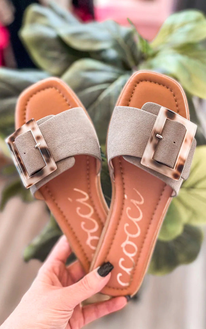 Make A Wish Taupe Buckle Sandals