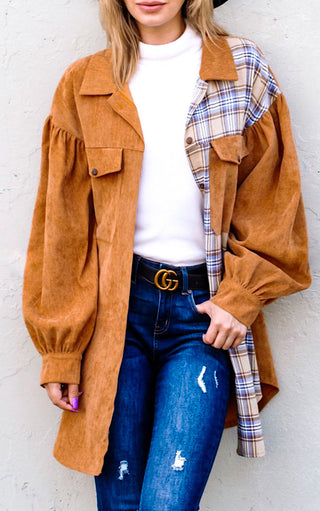 Dress To Impress Caramel Plaid Shacket