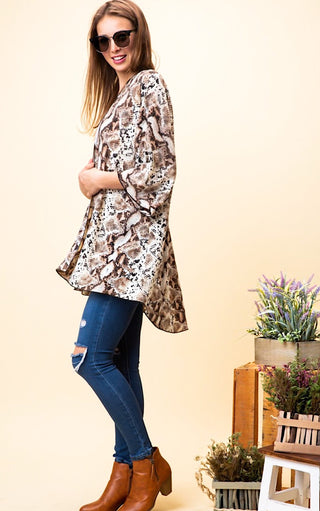 Nice To Meet You Snake Print Kimono, S-3X!!