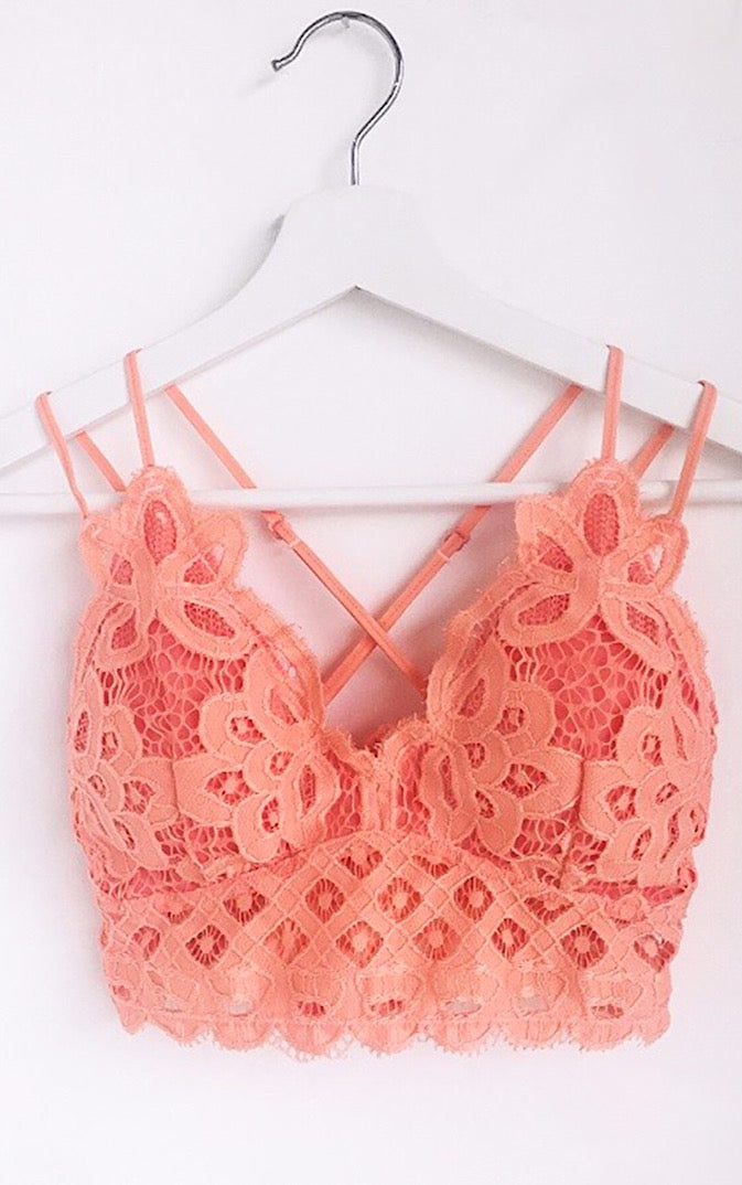 Naughty & Nice Coral Lace Bralette