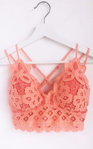 Naughty & Nice Coral Lace Bralette