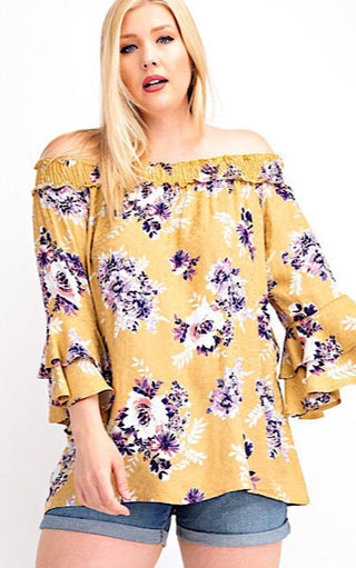 Floral Fantasy Off Shoulder Top, 3X