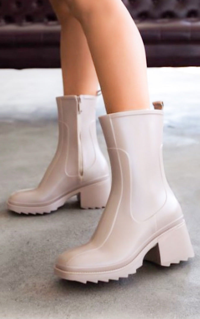 April Showers Taupe Rain Boots