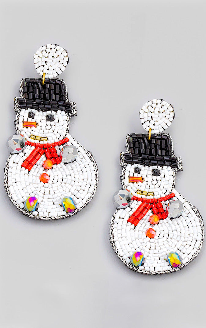 Feeling Frosty Snowman Beaded Earrings