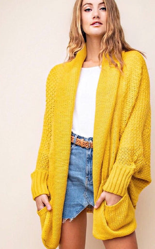 My Happy Place Yellow Cardigan, SMALL