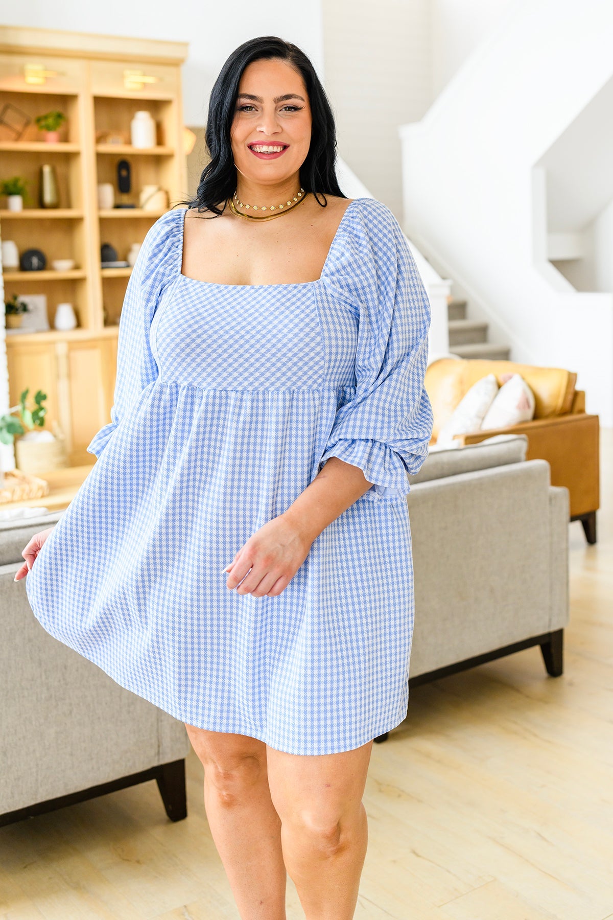 Be Mine Blue Gingham Dress