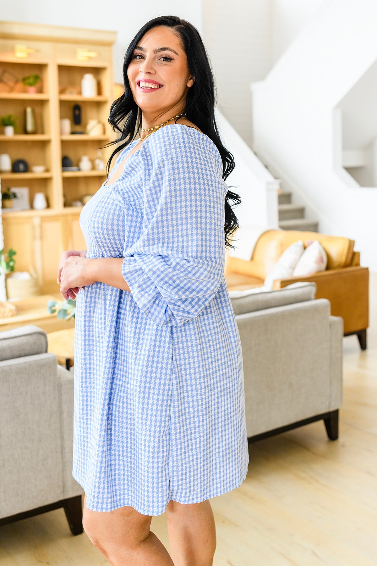 Be Mine Blue Gingham Dress