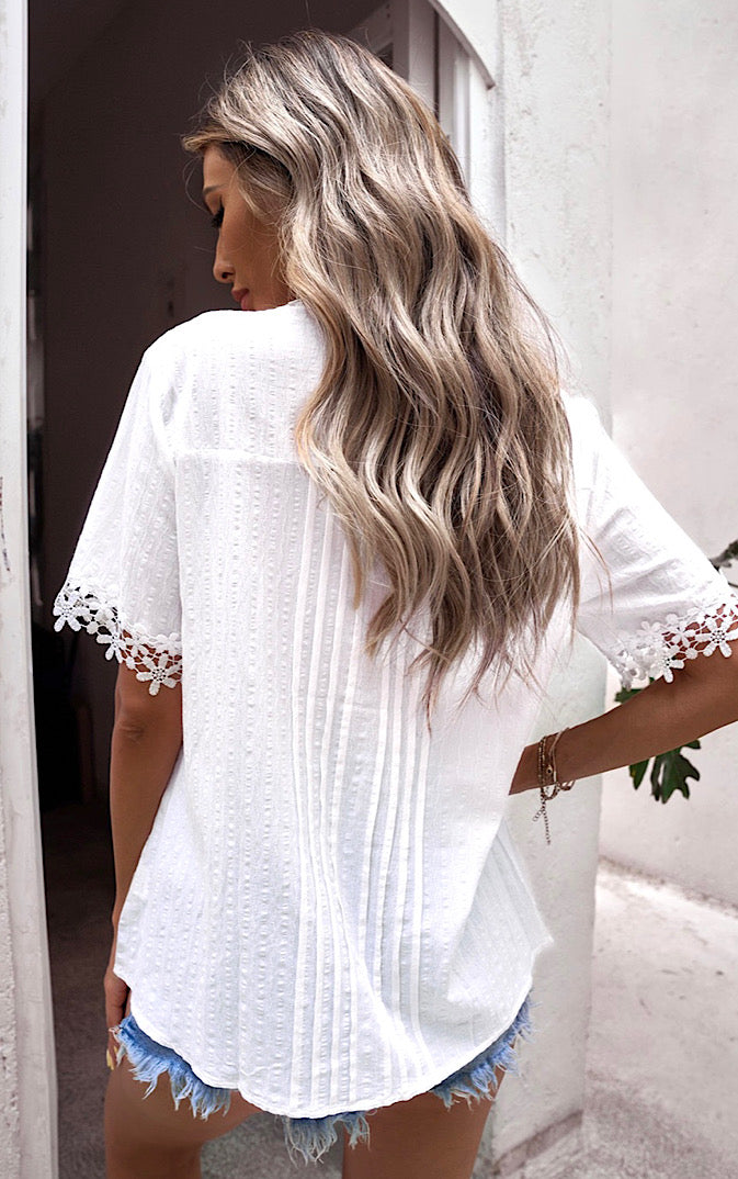 Summer Journey White Lace Top, SM-2X