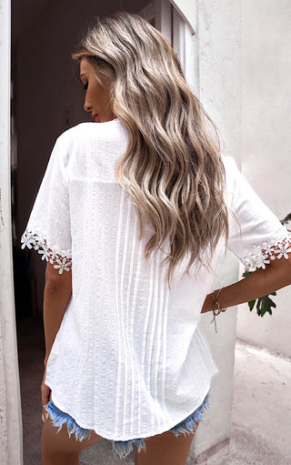 Summer Journey White Lace Top, SMALL