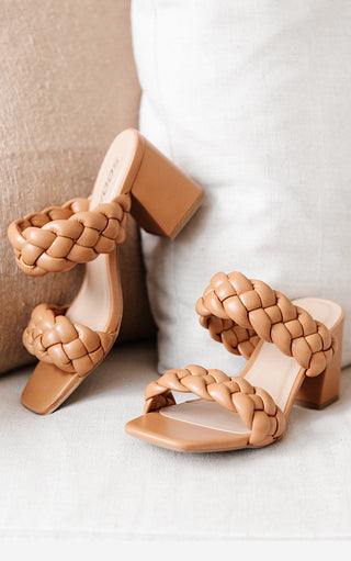 Meet Me In Mexico Braided Heels in Tan, 5.5-6.5 left!