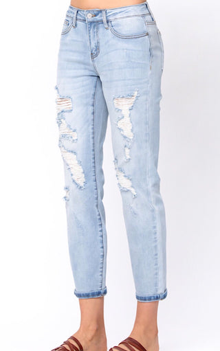 Everything About You Light Wash Boyfriend Jeans, Sizes 3-22W