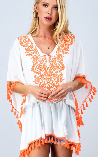 Summer Fiesta Tassel Trim Cover Up