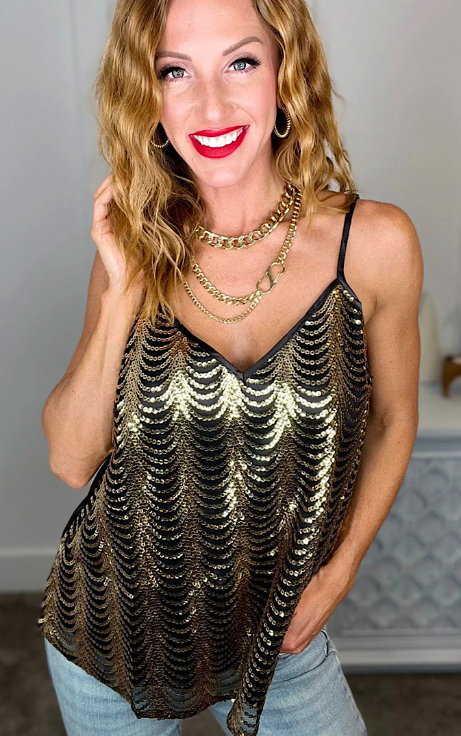 All That Glitters Is Gold Sequin Tank, SM-3X!