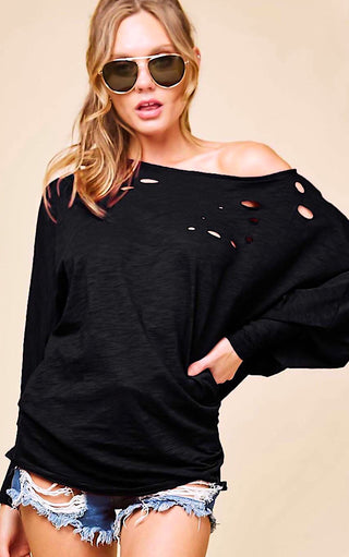 Shabby Chic Black Distressed Top