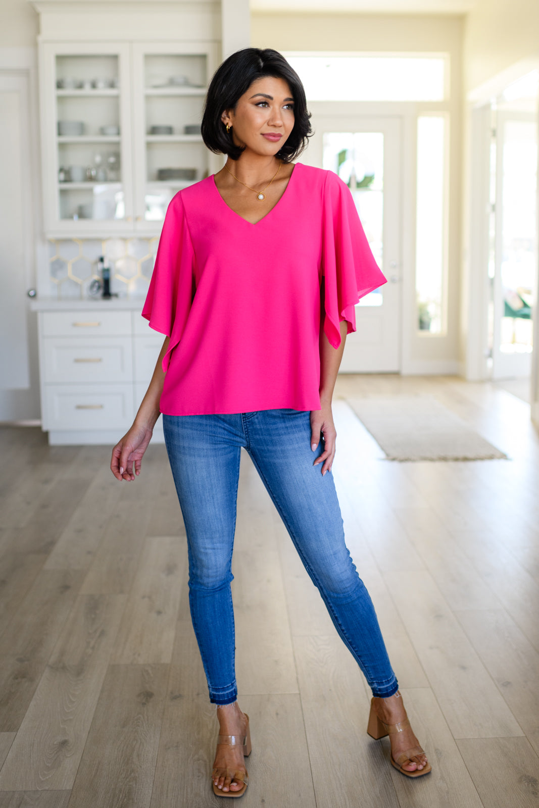Latest Crush Pink V Neck Top, SMALL left!