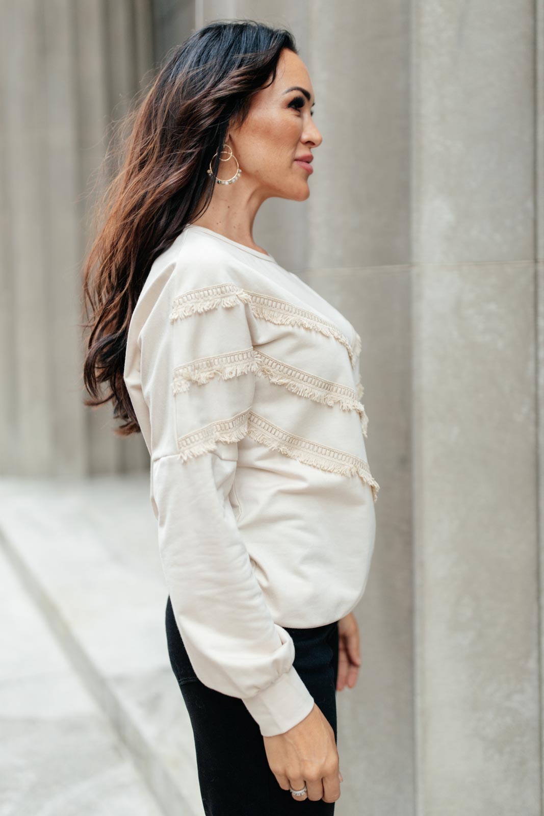 Into The Fringe Top in Beige, XS-3X