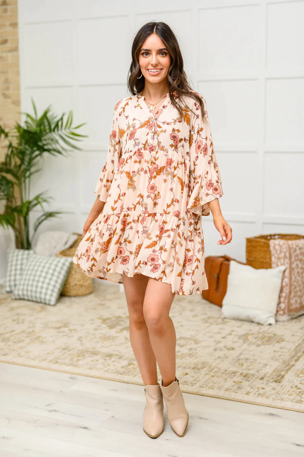 Spring Is In The Air Tiered Floral Dress, LARGE