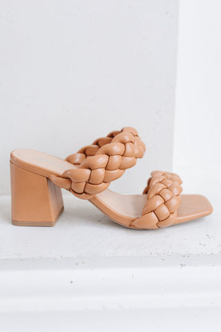 Meet Me In Mexico Braided Heels in Tan, 5.5-6.5 left!