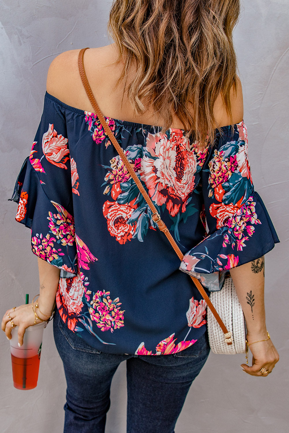 Printed Off-Shoulder Flounce Sleeve Top, TWO COLORS!