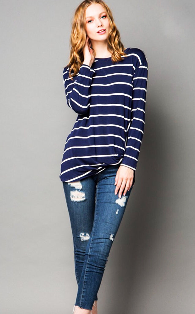 Show Your Stripes Navy Top, 1X